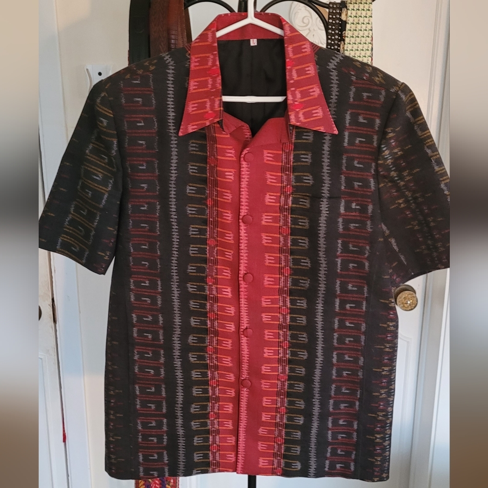 Vintage Short-Sleeve Button-Up Shirt